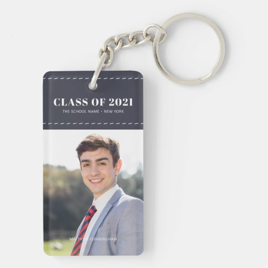 Afstuderen Klasse van 20XX Stitch Photo Afstuderen Sleutelhanger (achterkant)