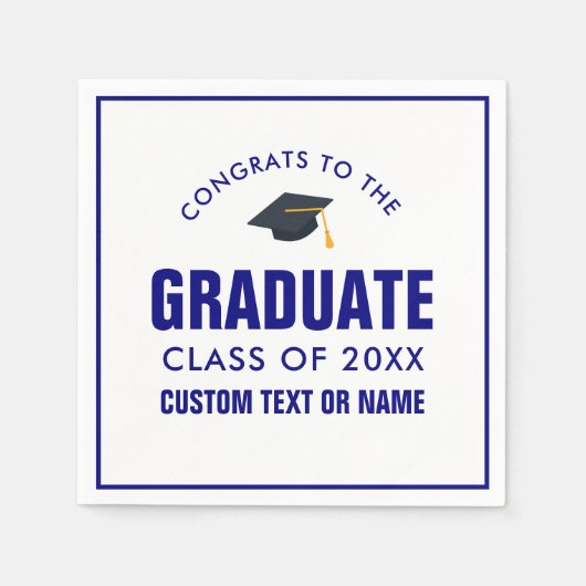 Afstuderen Klasse van 20XX Uw Schoolblauw Servet (Voorkant)