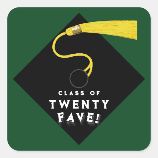 Afstuderen Klasse van 25 Groen Vierkante Sticker (Voorkant)