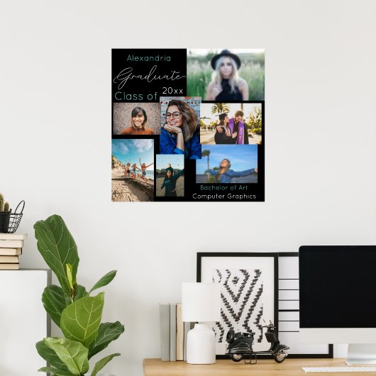 Afstuderen Klasse van Aangepaste foto-inkeping 2 Poster (Thuiskantoor)