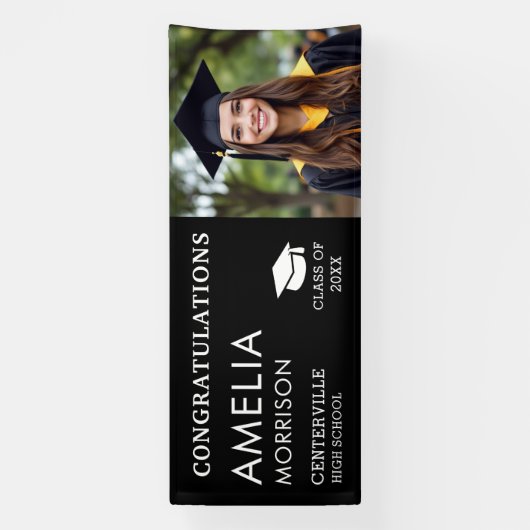 Afstuderen klasse van Afstuderen foto zwart wit Spandoek (Verticaal)