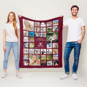 Afstuderen Klasse van Bourgogne Maroon 35 Fotocoll Fleece Deken