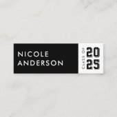 Afstuderen Klasse van Contact Info Zwart Mini Visitekaartje (Voorkant)