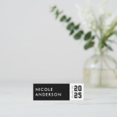 Afstuderen Klasse van Contact Info Zwart Mini Visitekaartje (Staand voorkant)