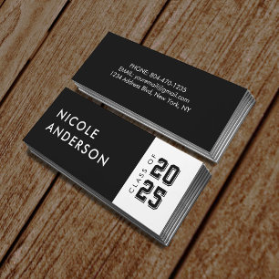 Afstuderen Klasse van Contact Info Zwart Mini Visitekaartje