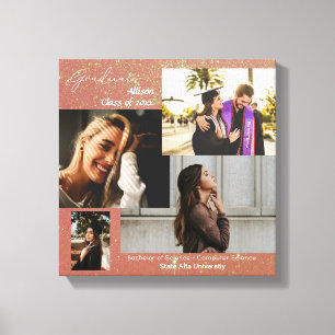 Afstuderen klasse van fotocollage roze glitter canvas afdruk