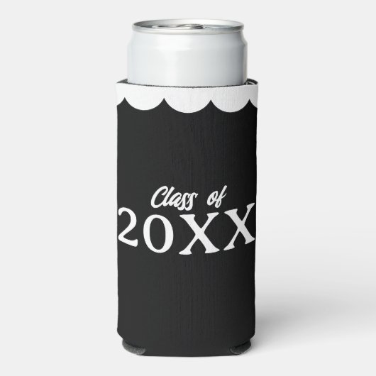 Afstuderen Klasse van Gepersonaliseerde Zwart-Wit Seltzer Blikjeskoeler (Seltzer Achterkant)