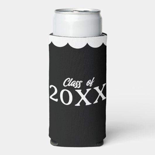 Afstuderen Klasse van Gepersonaliseerde Zwart-Wit Seltzer Blikjeskoeler (Seltzer Voorkant)