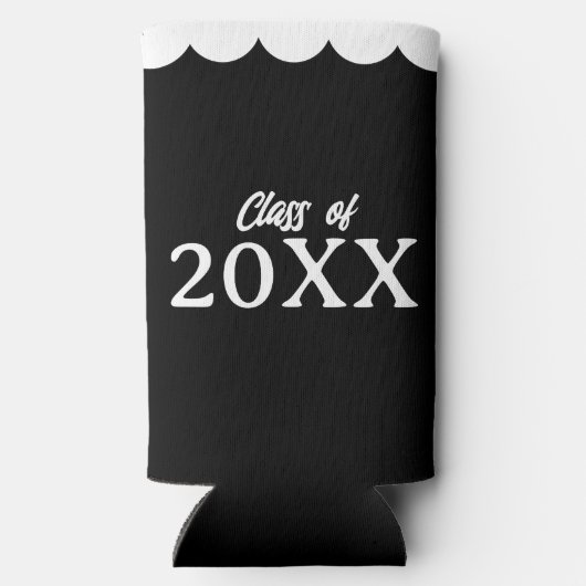 Afstuderen Klasse van Gepersonaliseerde Zwart-Wit Seltzer Blikjeskoeler (Achterkant)