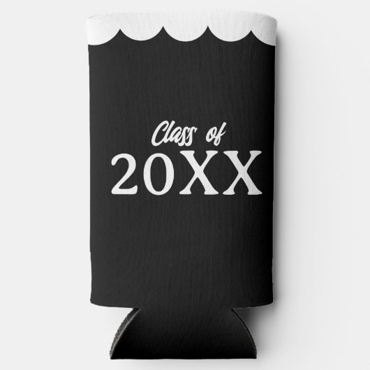 Afstuderen Klasse van Gepersonaliseerde Zwart-Wit Seltzer Blikjeskoeler (Voorkant)