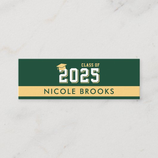 Afstuderen Klasse van Green Gold Contact Info Naam Mini Visitekaartje (Voorkant)
