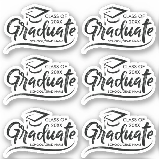Afstuderen Klasse van Jaar 20XX Aangepast Afstuder Sticker (Voorkant)