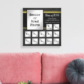 Afstuderen Klasse van | K-12 foto's | Zwart & Goud Canvas Afdruk (Insitu (Woonkamer))