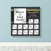 Afstuderen Klasse van | K-12 foto's | Zwart & Goud Canvas Afdruk (Insitu (Houten vloer))