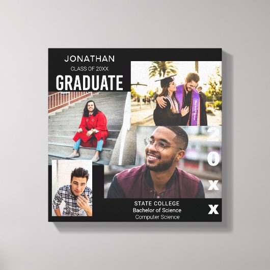 Afstuderen klasse van Photo Collage 2 Canvas Afdruk (Voorkant)
