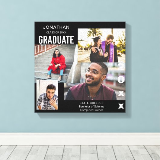 Afstuderen klasse van Photo Collage 2 Canvas Afdruk (Insitu (Houten vloer))