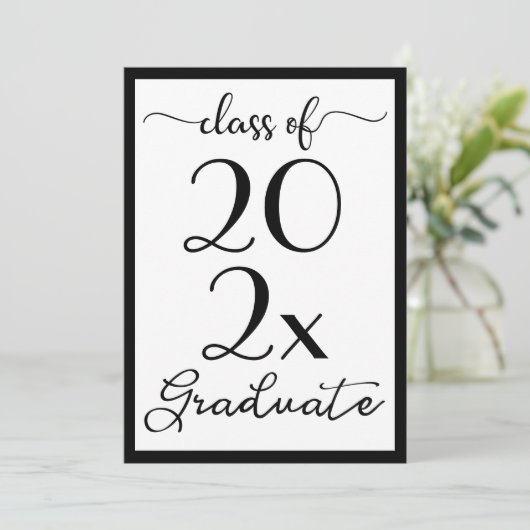 Afstuderen klasse van uw jaar zwart-witscript kaart (Staand voorkant)