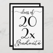 Afstuderen klasse van uw jaar zwart-witscript kaart (Voorkant / Achterkant)
