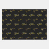 Afstuderen Klasse van Zwart Goud Stijlvol Patroon Inpakpapier Vel (Voorkant)