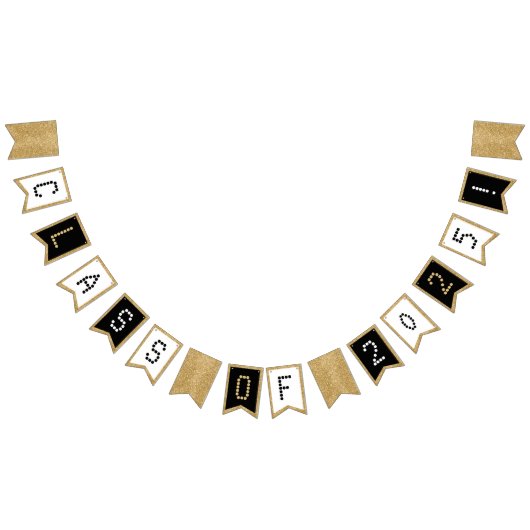 Afstuderen Klasse van Zwart Wit & Gouden Glitter Vlaggetjes (Alle)