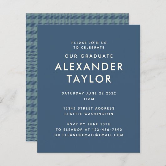 Afstuderen Klassiek blauw glen patroonpatroon (Voorkant / Achterkant)