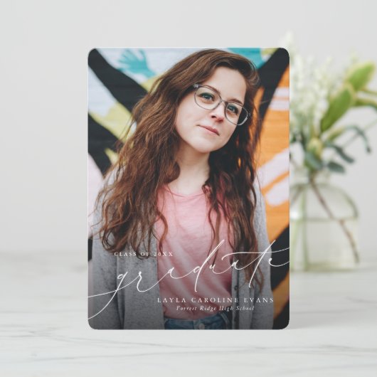 Afstuderen klassieke fotoaankondiging (Staand voorkant)