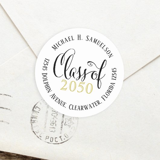 Afstuderen - Klassieke Gold Black met modern scrip Ronde Sticker