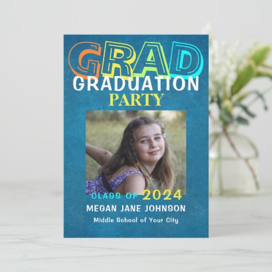 Afstuderen kleurrijke middelbare school afstudeerd kaart (Staand voorkant)