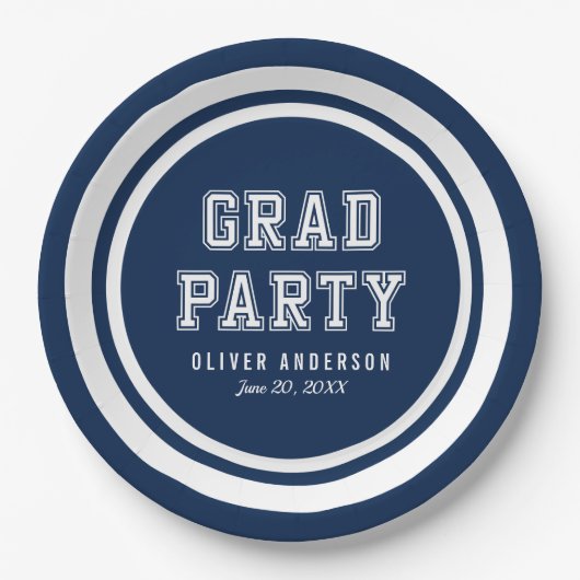 Afstuderen Kleurvariatie bewerkbare achtergrond Papieren Bordje (Voorkant)