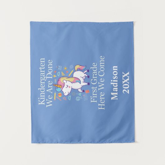 Afstuderen kleuterschool Eerste klas eenhoorn Wandkleed (Voorkant)