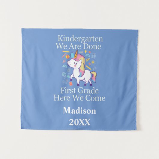 Afstuderen kleuterschool Eerste klas eenhoorn Wandkleed (Voorkant (horizontaal))