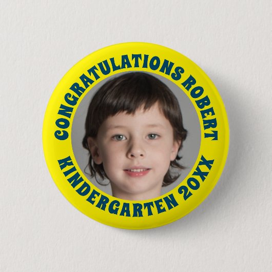 Afstuderen kleuterschool Gefeliciteerd Foto Ronde Button 5,7 Cm (Voorkant)