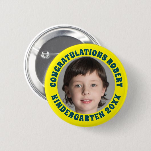 Afstuderen kleuterschool Gefeliciteerd Foto Ronde Button 5,7 Cm (Voorkant /achterkant)