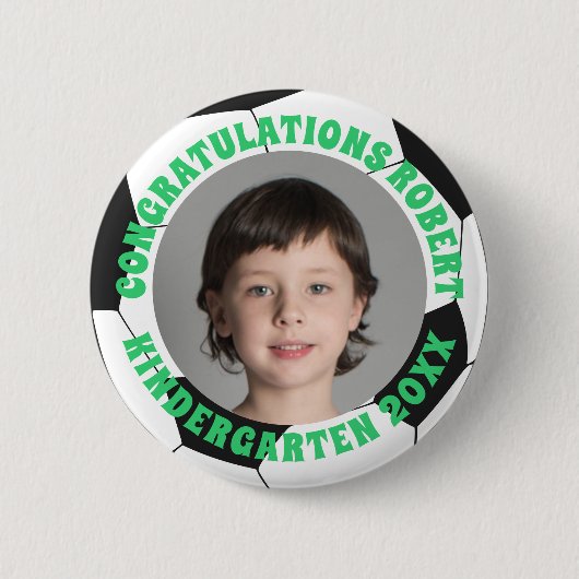 Afstuderen kleuterschool gefeliciteerd Photo Socce Ronde Button 5,7 Cm (Voorkant)