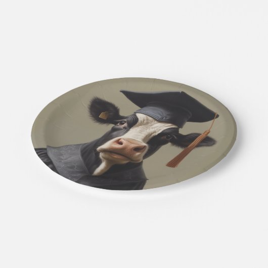 Afstuderen Koe Papieren Bordje (Gekanteld)