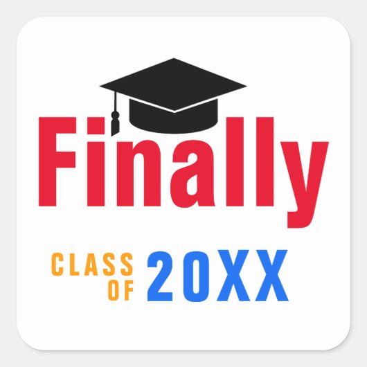 afstuderen koele kleur eindelijk vierkante sticker (Voorkant)