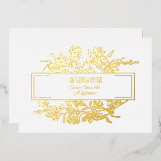 Afstuderen komt één keer in een leven folie uitnodiging (Voorkant / Achterkant)