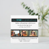 Afstuderen kondiging Hollywood Star Aqua Kaart (Staand voorkant)