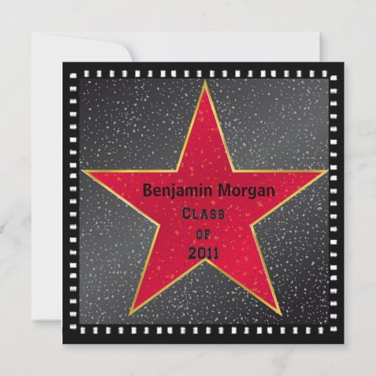 Afstuderen kondiging Hollywood Star Red Kaart (Achterkant)