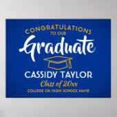 Afstuderen Koninklijk Blauw en Goud Afstuderen Poster (Voorkant)