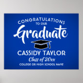 Afstuderen Koninklijk Blauw-Wit Afstuderen Poster (Voorkant)