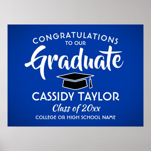 Afstuderen Koninklijk Blauw-Wit Afstuderen Poster (Voorkant)