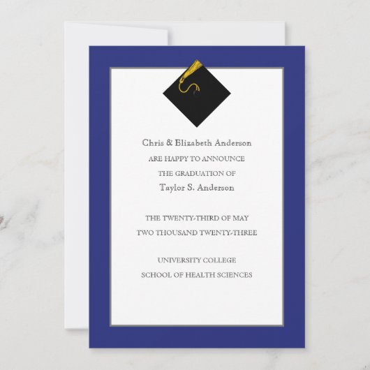 Afstuderen koninklijke blauwe koninklijke aankondi kaart (Voorkant)