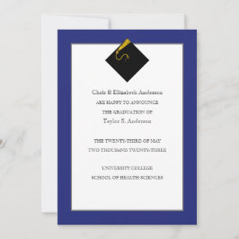 Afstuderen koninklijke blauwe koninklijke aankondi kaart