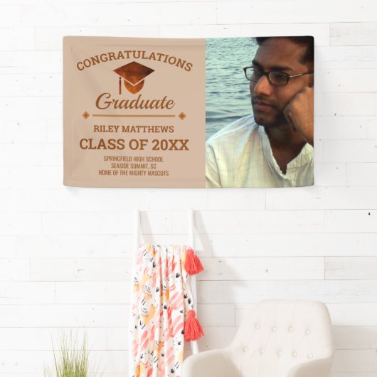 Afstuderen koper Gefeliciteerd Afstuderen 1 foto Spandoek (Insitu)