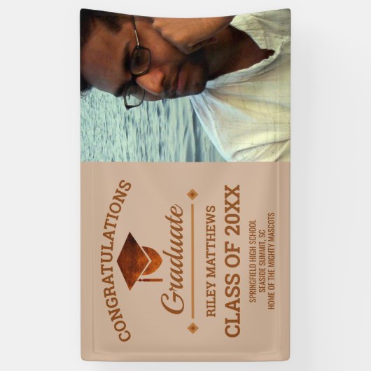 Afstuderen koper Gefeliciteerd Afstuderen 1 foto Spandoek (Verticaal)