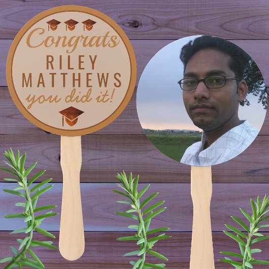 Afstuderen koperen kool geconfectioneerde foto's handwaaier