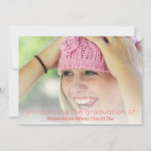 Afstuderen Koraal Roze Eenvoudige witte bekledings Aankondiging (Voorkant)