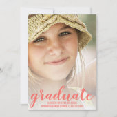 Afstuderen Koraal Roze Manuscript Witte Bekleding  Aankondiging (Voorkant)