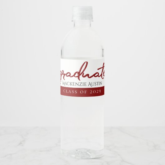 Afstuderen Koraal Script | Hand-belettering met ja Waterfles Etiket (Voorkant)